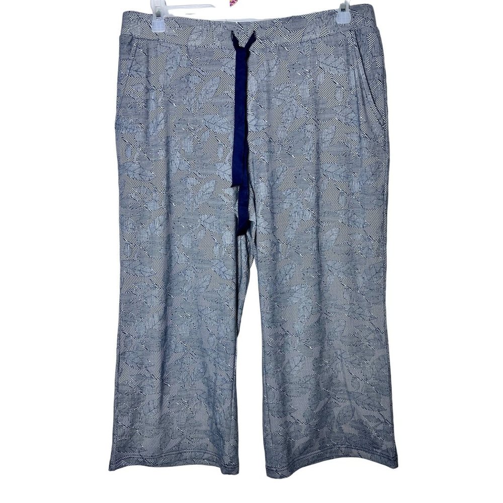Lands End navy and white chevron pants long comfort pants Sze large